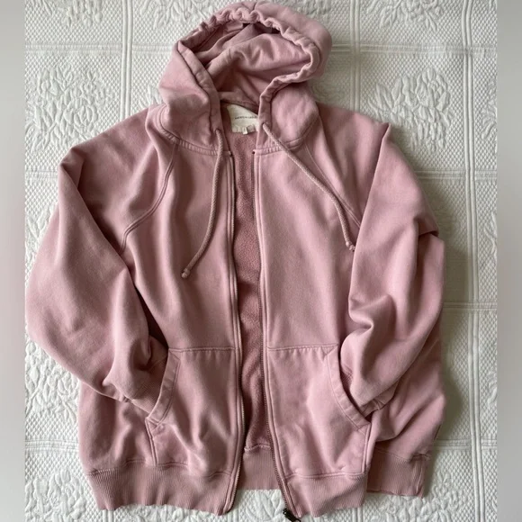 AEO Oversized Full Zip Hoodie Sweatshirt Blush Pink XS/Small - Picture 13 of 13